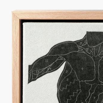 Black White Anatomical Canvas Print Dog’s Musculature Framed Reijer Stolk, Study, Man’s Muscles, Strips, Jet-black Silhouette Torso,