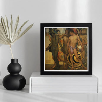 Our Ancient Gods - Saturnino Herran Art Print / Canvas Black-framed Stylized Painting Figures Traditional Attire, Herrán Pressed, Picture’s