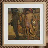 Our Ancient Gods - Saturnino Herran Art Print / Canvas Framed Painting Group Indigenous Figures Traditional Attire Rendered, Herrán