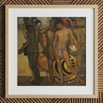 Our Ancient Gods - Saturnino Herran Art Print / Canvas Framed Painting Group Indigenous Figures Traditional Attire Rendered, Herrán
