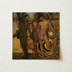 Our Ancient Gods - Saturnino Herran Art Print / Canvas Square Painting Group Indigenous Figures Traditional Attire, Herrán Pressed,