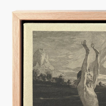 Framed Canvas Print Monochromatic Sketch Figure Arms Raised Max Klinger’s Etching, Vom Tode Zweiter, Teil, Bare-legged Man Lifting, Pale