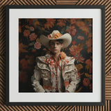 Andrés - Hispanic Gay Vaquero Art Print / Canvas Framed Portrait Man Ornate Cream-colored Bullfighter’s Outfit Adorned Spanish Charm,