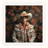 Andrés - Hispanic Gay Vaquero Art Print / Canvas Cream-colored Intricately Embroidered Bullfighter’s Jacket Adorned Peach Orange Spanish