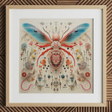 Angel Muff Wasp - Insekten-Taxonomie-Kunstdruck einer fremdartigen Spezies / Leinwand, 12x12’’ / 31x31cm / Naturrahmen / Passepartout, Poster Drucke & Visuell