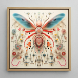 Angel Muff Wasp - Insekten-Taxonomie-Kunstdruck einer fremdartigen Spezies / Leinwand, 12x12’’ / 31x31cm / Naturrahmen, Poster Drucke & Visuelle Kunstwerke,