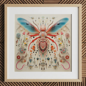 Angel Muff Wasp - Alien Species Insect Taxonomy Art Print / Canvas Vibrant Intricately Assembled Sculpture Translucent Blue Wings, Prints