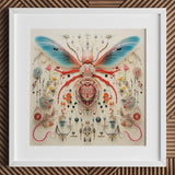 Angel Muff Wasp - Alien Species Insect Taxonomy Art Print / Canvas Vibrant Intricately Assembled Sculpture Translucent Blue Wings, Prints