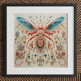 Angel Muff Wasp - Alien Species Insect Taxonomy Art Print / Canvas Vibrant Intricately Assembled Sculpture Translucent Blue Wings, Prints