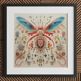 Angel Muff Wasp - Alien Species Insect Taxonomy Art Print / Canvas Vibrant Intricately Assembled Sculpture Translucent Blue Wings, Prints