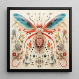 Angel Muff Wasp - Alien Species Insect Taxonomy Art Print / Canvas Vibrant Intricately Detailed Mixed-media Artwork Central Insect-like