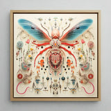 Angel Muff Wasp - Alien Species Insect Taxonomy Art Print / Canvas Vibrant Intricately Detailed Mixed-media Artwork Central Insect-like