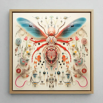 Angel Muff Wasp - Alien Species Insect Taxonomy Art Print / Canvas Vibrant Intricately Detailed Mixed-media Artwork Central Insect-like