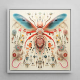 Angel Muff Wasp - Alien Species Insect Taxonomy Art Print / Canvas Vibrant Intricately Detailed Mixed-media Artwork Central Insect-like