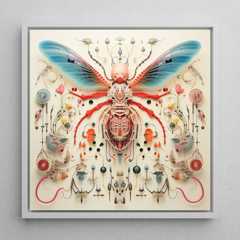 Angel Muff Wasp - Alien Species Insect Taxonomy Art Print / Canvas Vibrant Intricately Detailed Mixed-media Artwork Central Insect-like