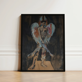 Framed Abstract Painting Nude Figure Textured Wings Muted Christian Bérard Stages