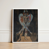 Framed Painting Muscular Winged Figure Dark Tones Hints Christian Bérard Stages