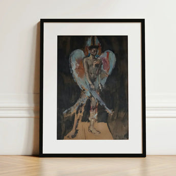 The Angel of Sodom - Christian Berard Art Print / Canvas Black-framed Artwork Painted Figure Colorful Wings Expressive Style Bérard Stages,