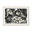 Animal Legend - Franz Marc Expressionist Woodcut Art Print, Black White Woodcut Print Animals Dynamic Abstract Style