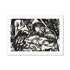 Animal Legend - Franz Marc Expressionist Woodcut Art Print, Black White Woodcut Print Animals Dynamic Abstract Style
