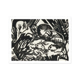 Animal Legend - Franz Marc Expressionist Woodcut Art Print / Canvas Black White Woodcut Print Abstract Organic Shapes Patterns Franz Marc’s