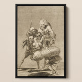 What one does to Another - Francisco De Goya Art Print / Canvas Black-framed Artwork Detailed Skeletal Figures Dramatic Poses, Bodies Pile,
