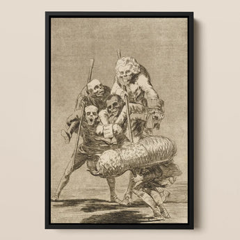 What one does to Another - Francisco De Goya Art Print / Canvas Black-framed Artwork Detailed Skeletal Figures Dramatic Poses, Bodies Pile,