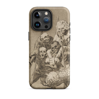 What one does to Another - Francisco De Goya Phone Case Iphone 15 Pro Max / Matte Smartphone Case Sepia-toned Macabre Skeletal-like Goya