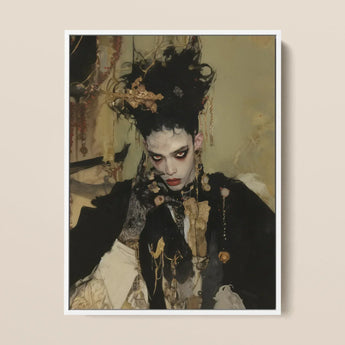 Antoine - Gay French Vampire Art Print / Canvas Framed Portrait Person Elaborate Dark Gold Ornate Attire Gay French Vampire, Vampire