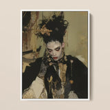 Antoine - Gay French Vampire Art Print / Canvas Framed Portrait Person Elaborate Dark Gold Ornate Attire, Wrapped, Gothic Couture Prints