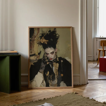 Antoine - Gay French Vampire Art Print / Canvas Framed Portrait Person Elaborate Dark Hair Adorned Gold Gay French Vampire, Vampire