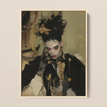 Antoine - Gay French Vampire Art Print / Canvas Framed Portrait Person Elaborate Gothic Fashion Adorned Black Gay French Vampire, Vampire