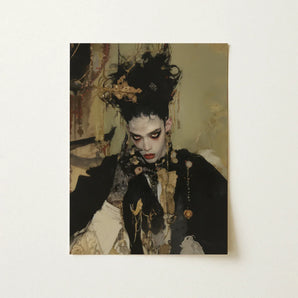 Antoine - Gay French Vampire Art Print / Canvas Rectangular Stylized Portrait Person Elaborate Black, Wrapped, Gothic Couture Prints