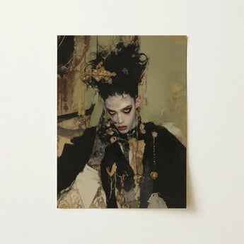 Antoine - Gay French Vampire Art Print / Canvas Rectangular Stylized Portrait Person Elaborate Black, Wrapped, Gothic Couture Prints