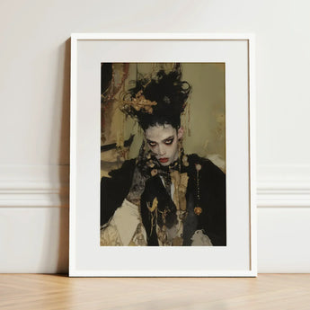 Antoine - Gay French Vampire Art Print / Canvas White-framed Portrait Individual Elaborate Black Gold, Wrapped, Gothic Couture Prints