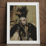 Antoine - Gay French Vampire Art Print / Canvas White-framed Stylized Portrait Dark Ornate Hair, Wrapped, Gothic Couture Prints