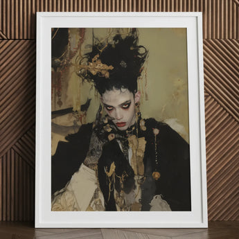 Antoine - Gay French Vampire Art Print / Canvas White-framed Stylized Portrait Dark Ornate Hair, Wrapped, Gothic Couture Prints