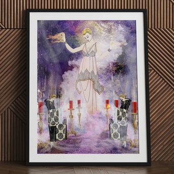 Aphromighty the 50ft Wiccan - Stampa d’arte del mito della strega, 18x24’’ / 46x61cm / Cornice nera / Passe-partout, Poster, stampe e opere d’arte visiva, Toby Leon
