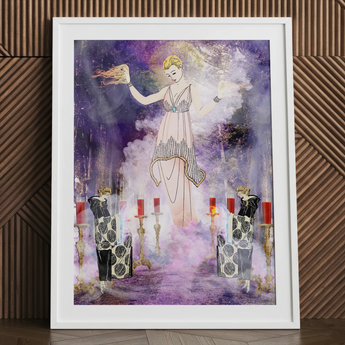 Aphromighty the 50ft Wiccan - Stampa d’arte del mito della strega, 18x24’’ / 46x61cm / Cornice bianca / Passe-partout, Poster, stampe e opere d’arte visiva, Toby Leon
