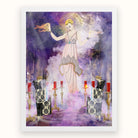 Aphromighty the 50ft Wiccan - Witch Myth Art Print, Ethereal Female Figure White Dress Candles Smoke