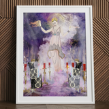 Aphromighty the 50ft Wiccan - Witch Myth Art Print Framed Art Print Stylized Woman Elegant Beaded Gown Aphromighty Conjures, Divine