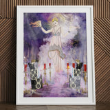 Aphromighty the 50ft Wiccan - Witch Myth Art Print Framed Stylized Woman Elegant Beaded Gown Conjures, Divine Feminine Energy, Prints