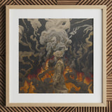 Apocalypso - Beautiful Apocalypse Art Print / Canvas Framed Artwork Figure Muted Earth Tones Amidst Smoke Beautiful Apocalypse Art, World