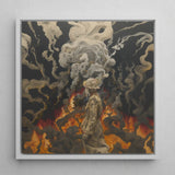 Apocalypso - Beautiful Apocalypse Art Print / Canvas Framed Artwork Figure Muted Tones Amidst Smoke Fiery, World Unraveling, Haunting