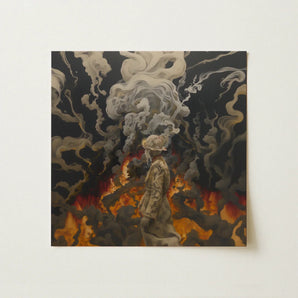 Apocalypso - Beautiful Apocalypse Art Print / Canvas Square Painting Figure Muted Earth Tones Amidst, World Unraveling, Haunting Ballet