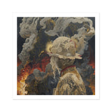 Apocalypso - Beautiful Apocalypse Art Print, Surreal Painting Figure Cloudy Ethereal Head Surrounded Smoke