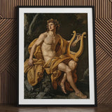 Apollo - Follower of Charles Meynier Art Print / Canvas Black-framed Classical Painting God Music Laurel Wreath Catches, Oil Pigment Lays,