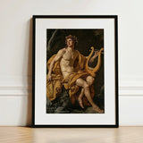 Apollo - Follower of Charles Meynier Art Print / Canvas Black-framed Classical Painting God Music Laurel Wreath Catches, Oil Pigment Lays,