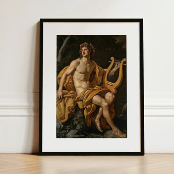 Apollo - Follower of Charles Meynier Art Print / Canvas Black-framed Classical Painting God Music Laurel Wreath Catches, Oil Pigment Lays,