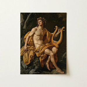Apollo - Follower of Charles Meynier Art Print / Canvas Classical Oil Painting Muscular Bare-chested Male Figure Laurel Wreath Catches,